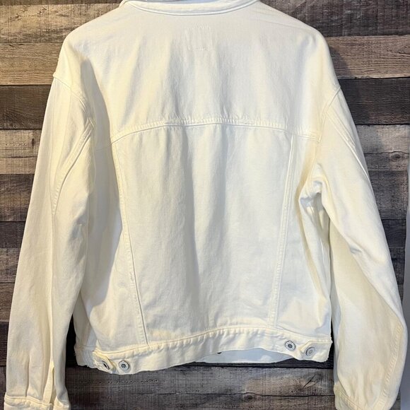 Favorite Daughter The Otto Denim Boyfriend Jacket White Whistler Wash L Classic - Picture 3 of 9